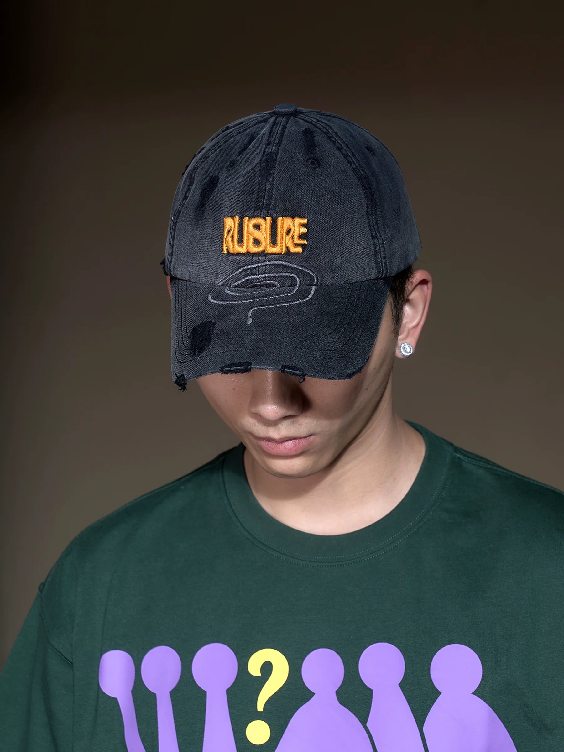 RUSURE Question Mark Embroidered Casual Hip Hop Baseball Cap