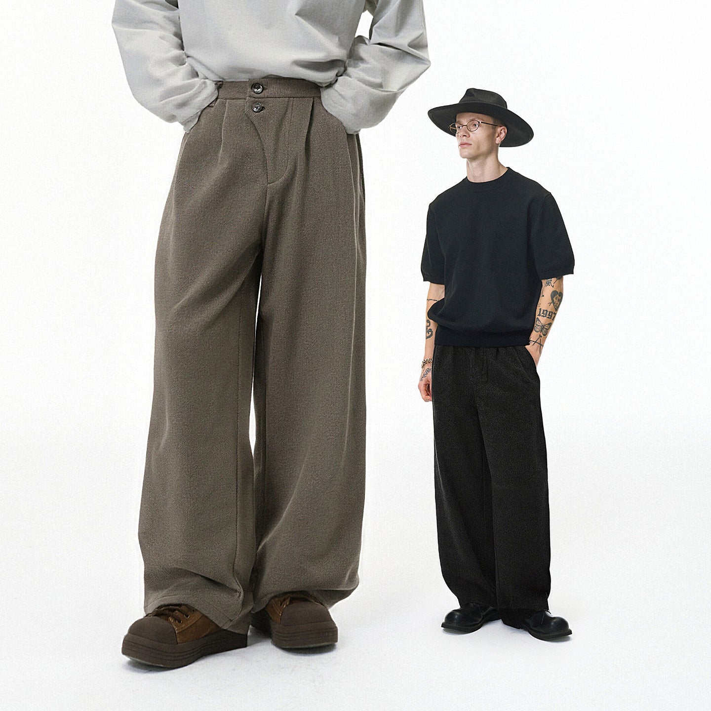 Inflation Double-Breasted Loose Versatile Wide Leg Pants