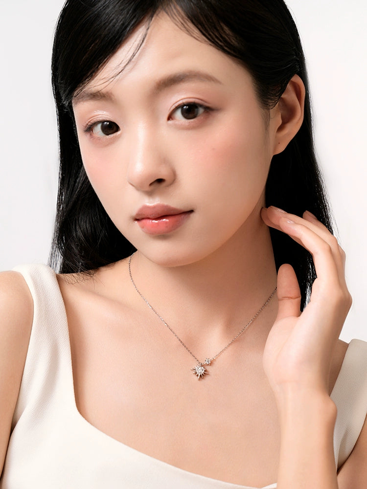 Catiro Star Sun S925 Silver Clavicle Necklace