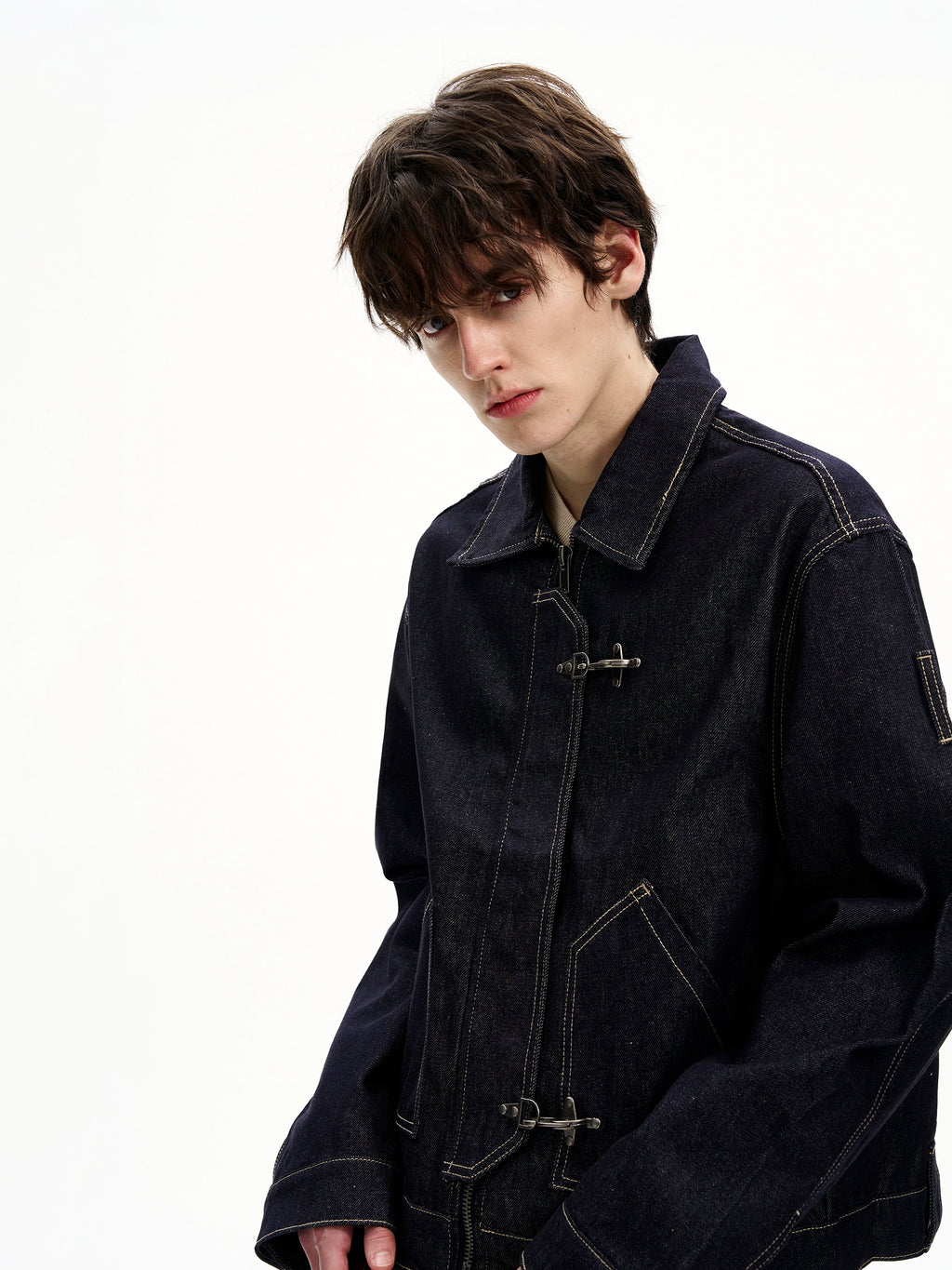 MaxDstr Metal Buckle Denim Jacket