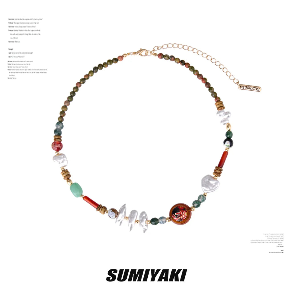 SUMIYAKI Vacation Wind Ocean Agate Beaded Necklace