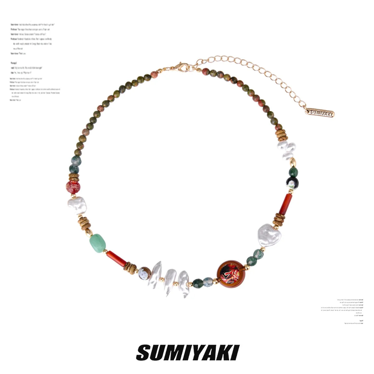 SUMIYAKI Vacation Wind Ocean Agate Beaded Necklace
