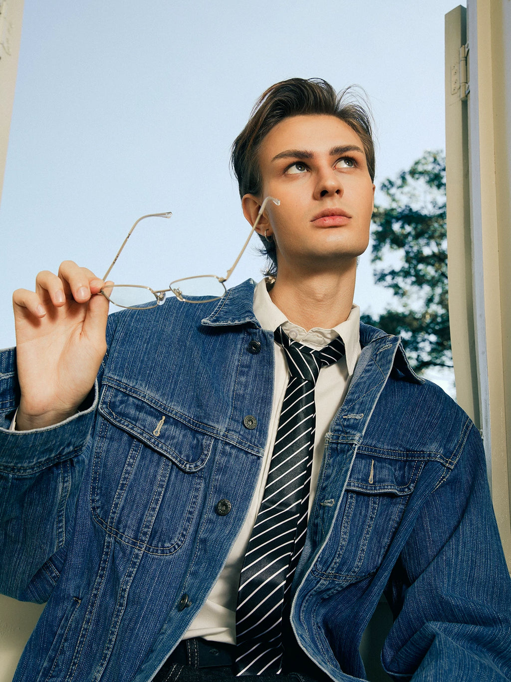 sostine Washed Texture Denim Lapel Jacket