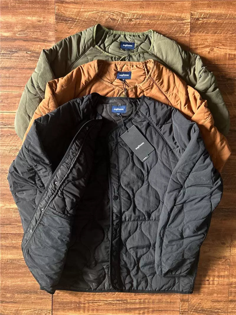 Japanese Retro Collarless Quilted Cotton Jacket