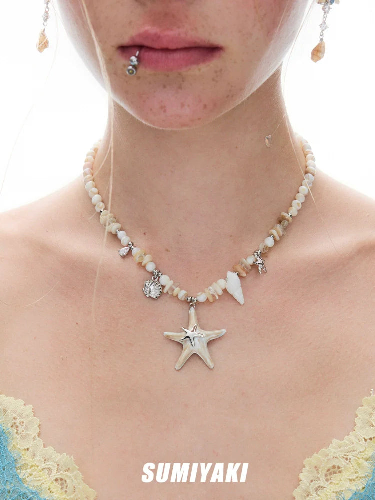 SUMIYAKI Starfish Shell Handmade Beaded Necklace