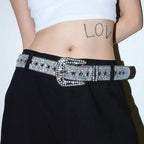 Darkblue Store Moon Rhinestone Star Buckle Beaded Belt