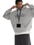 Loopsoon Line Handwritten Mottled Print Hooded Sweater