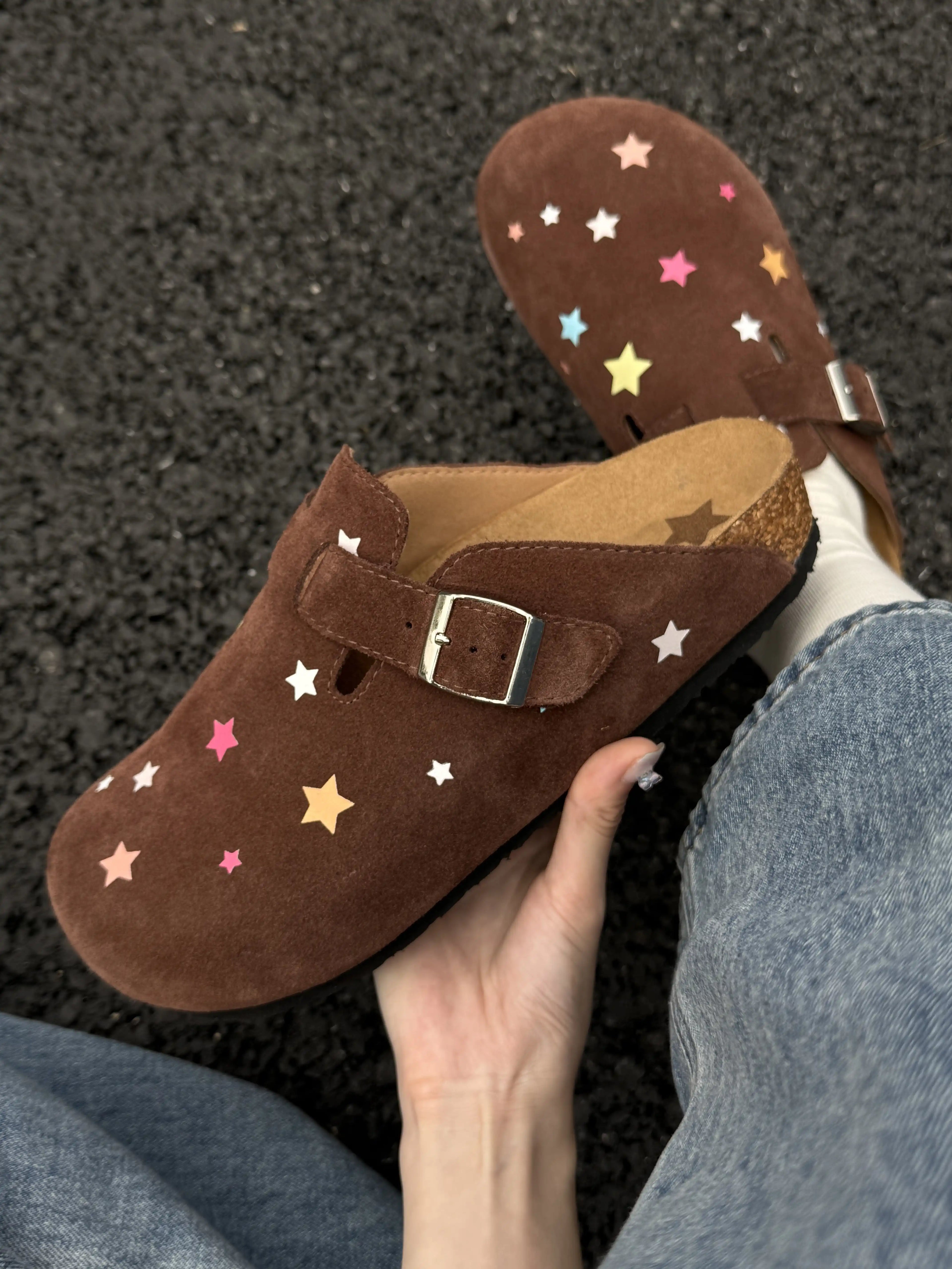 Cat & Sofa Colored Stars One Pedal Outside Wear Versatile Bag Head Cool Slippers