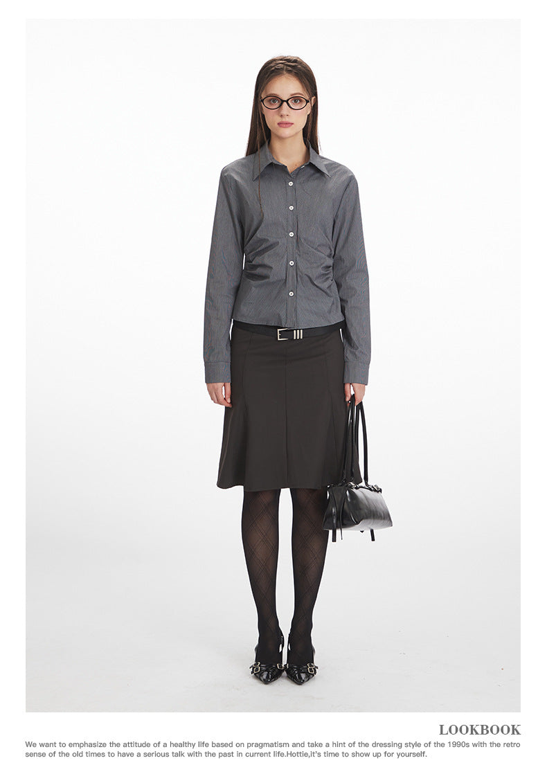 Nariele Slim Fit Skinny Waist Long Sleeve Shirt