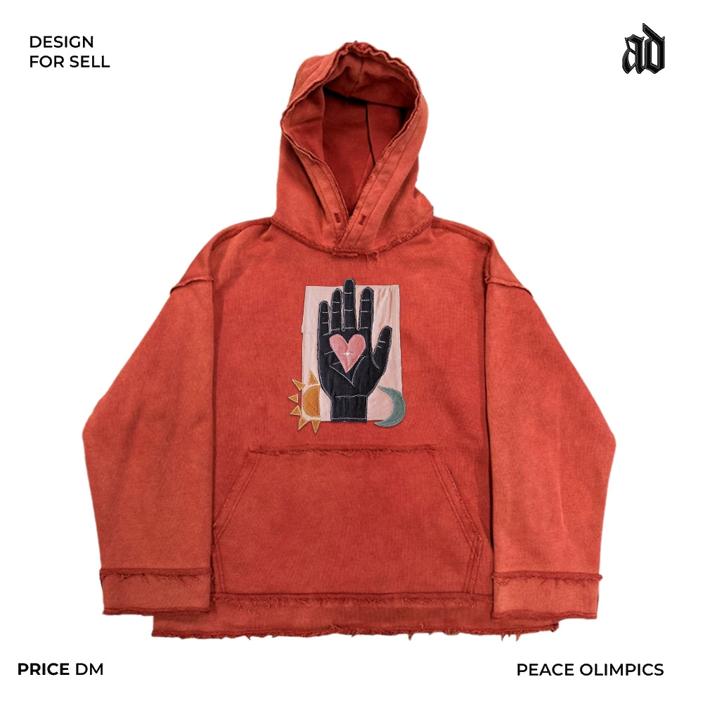 Mottled Original Artist Patch Splicing Hooded Sweatshirt