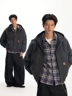 Mr. Jiangnan NewJNXS Washed Hooded Workwear Leather Jacket