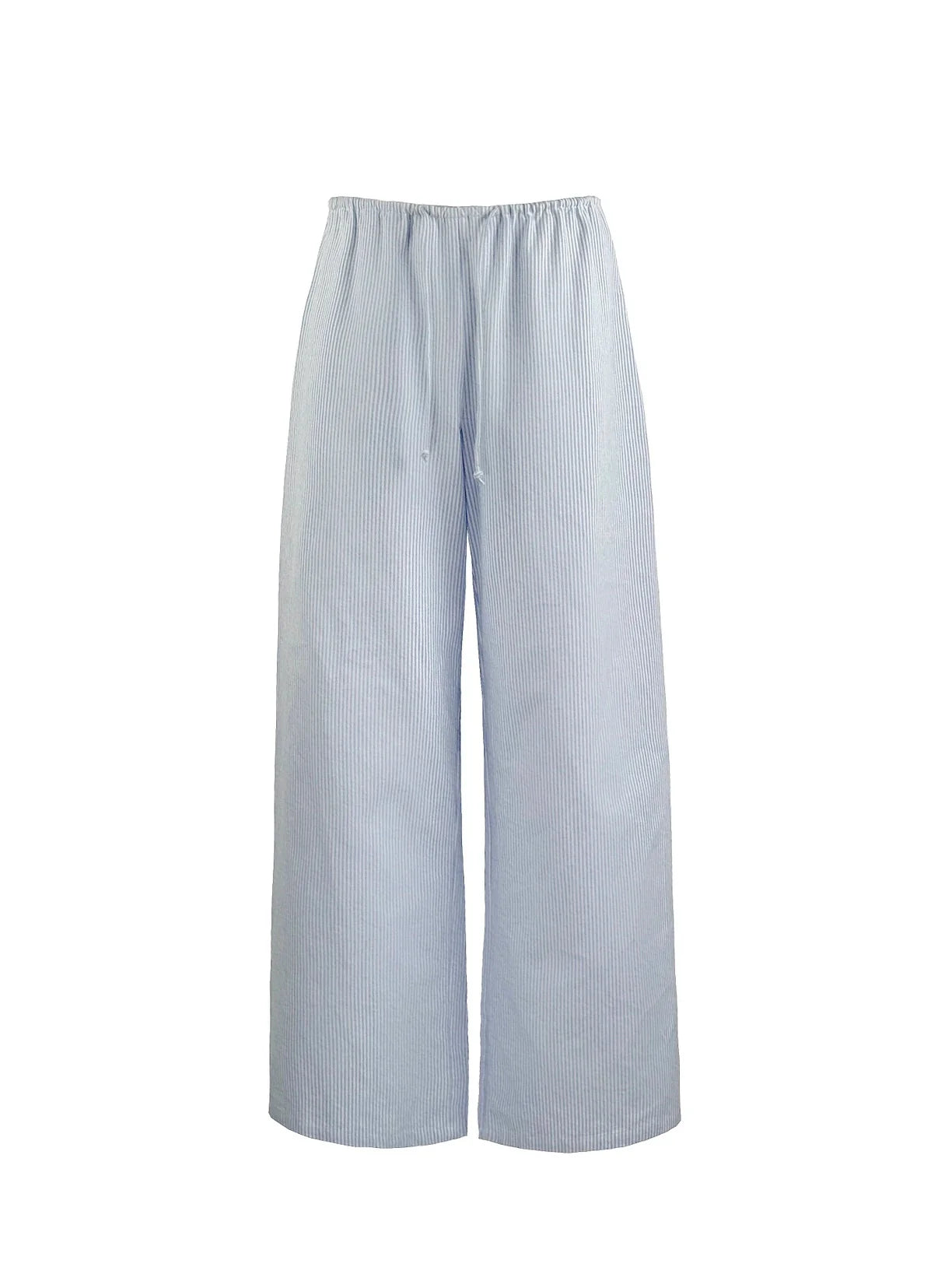 Jim Kennet Blue and White Striped Wide Leg Drawstring Pants