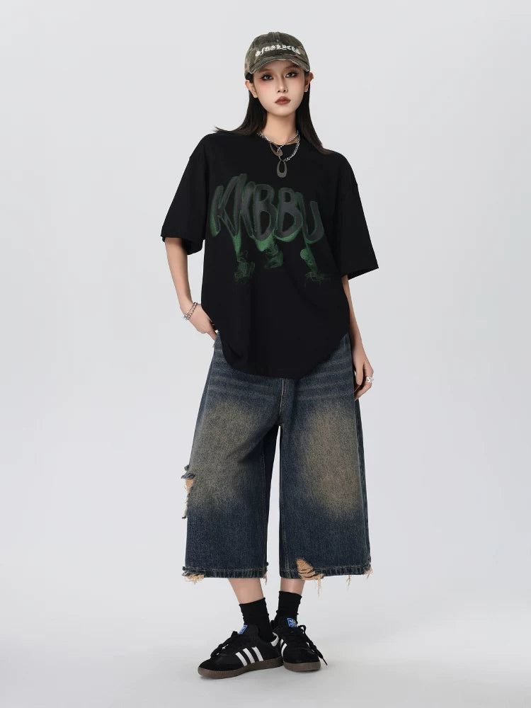 KKBBU Letter Printed Short Sleeve Couple T Shirt