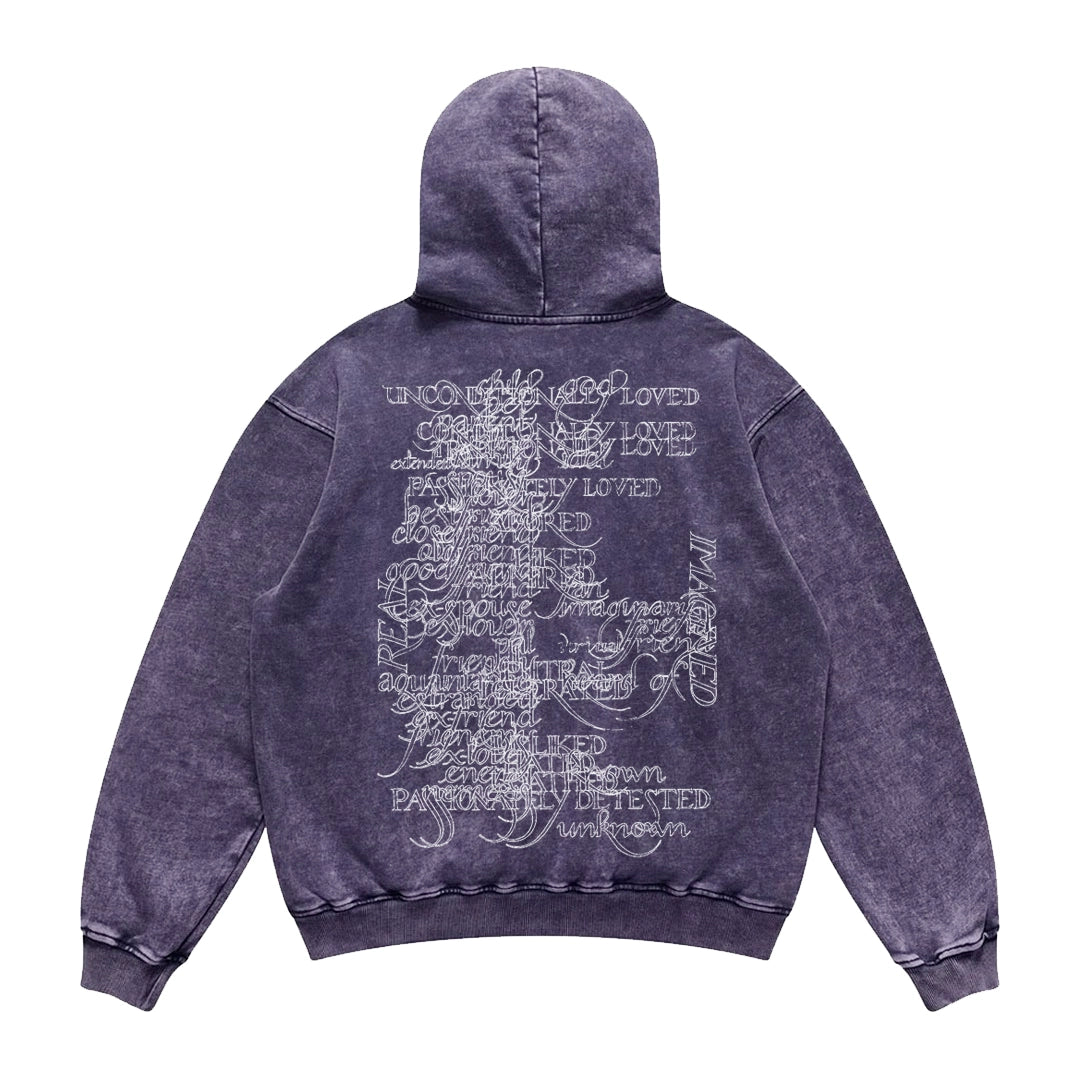 BOMBA STUDIO Letter Print Washed Oversize Hoodie