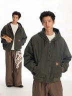 Mr. Jiangnan NewJNXS Washed Hooded Workwear Leather Jacket