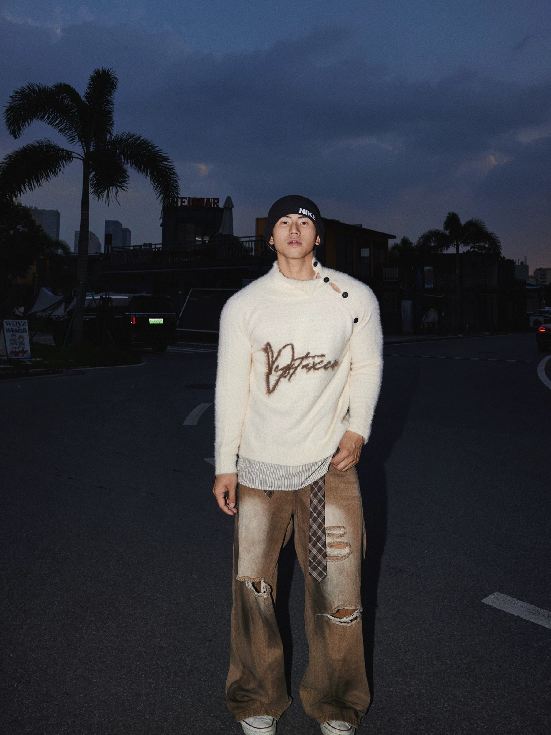 Papaslilmonster Newspaper Gradient Ripped Suit