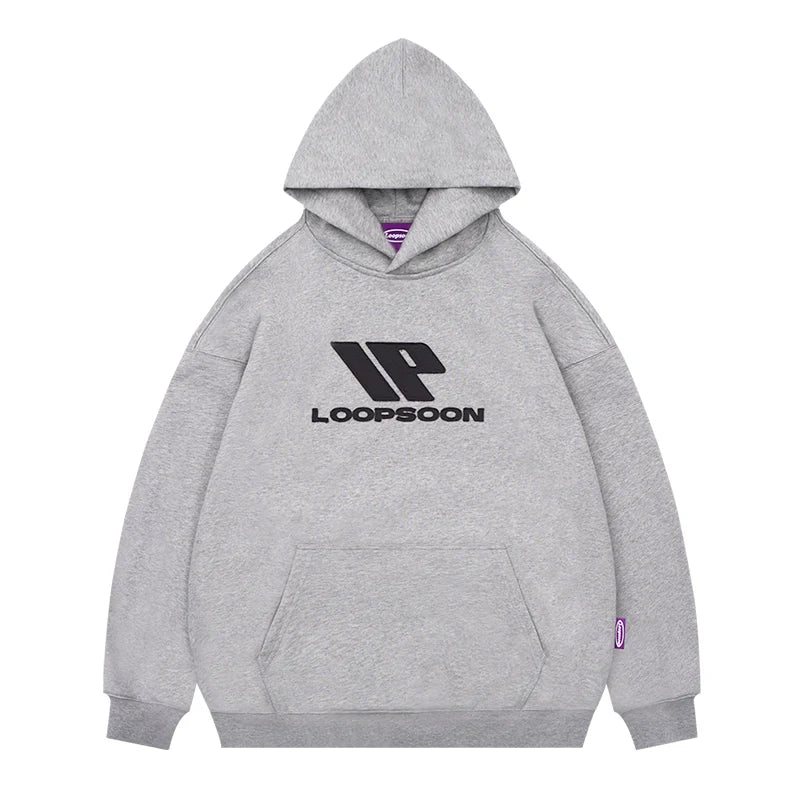 Loopsoon Hooded Pullover Monogram Patch Loose Guard