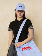 MoodLikeMe Checked Flower Three-dimensional Embroidered Baseball Cap