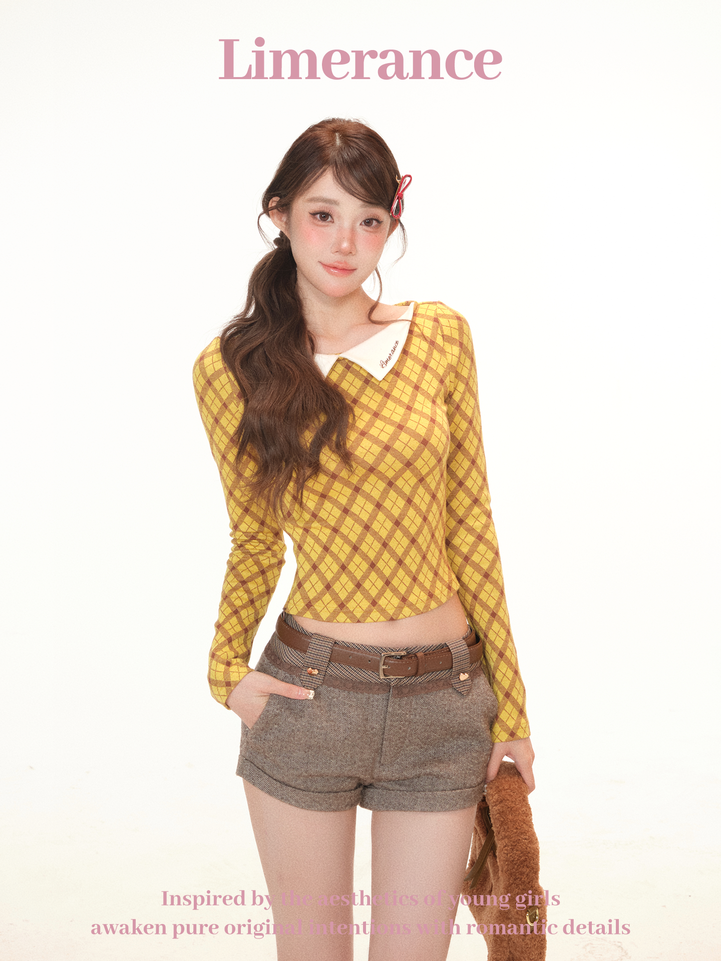 Sweet Pear Butter Milk Beer Long-Sleeved Bottoming Shirt T-shirt Top Shorts Two-Piece Set