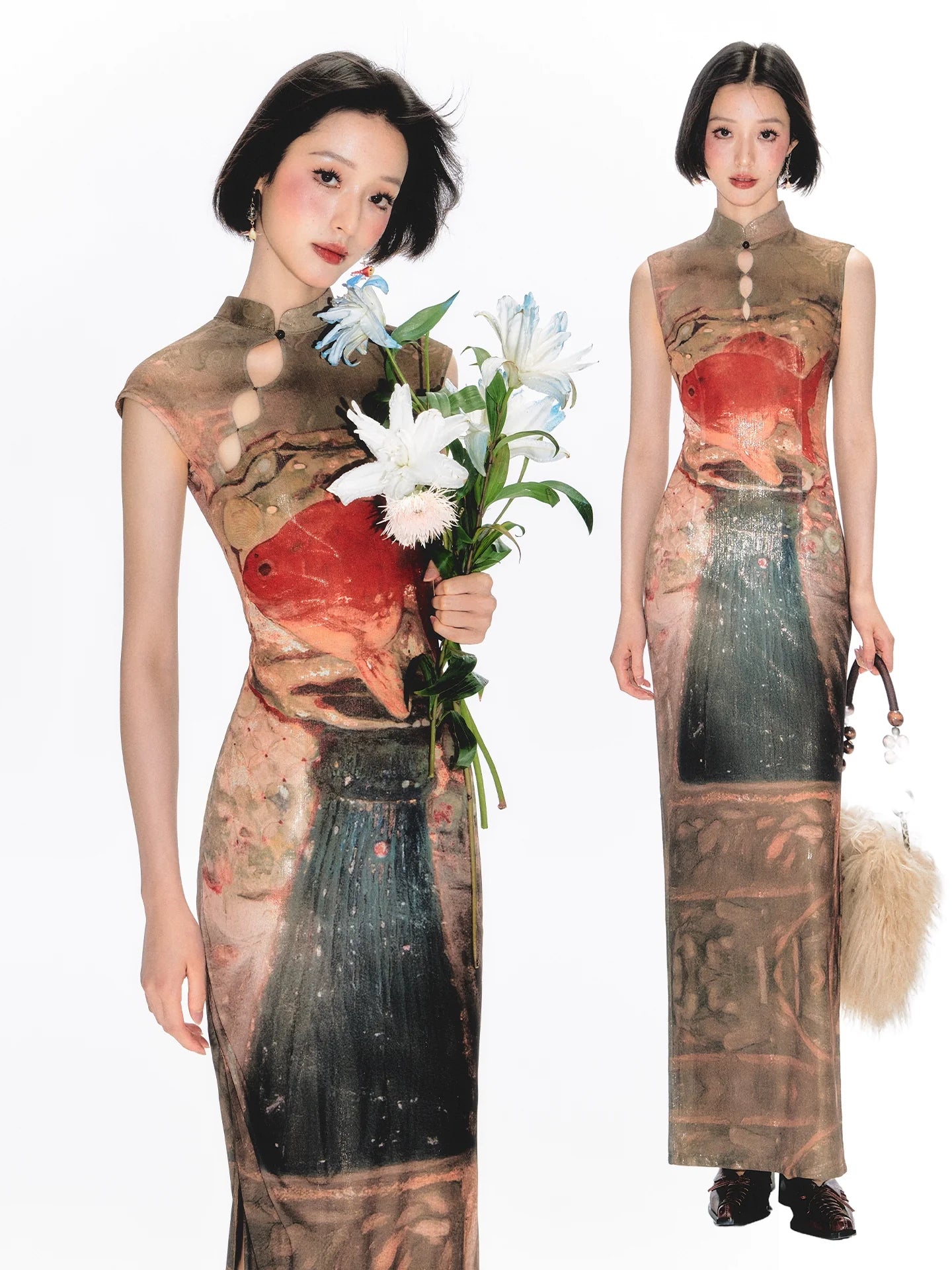 YEDM Goldfish Flag Print Dress