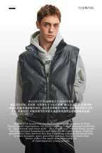 (Clearance) MADWITCH Stand-up Collar PU Leather Jacket Vest