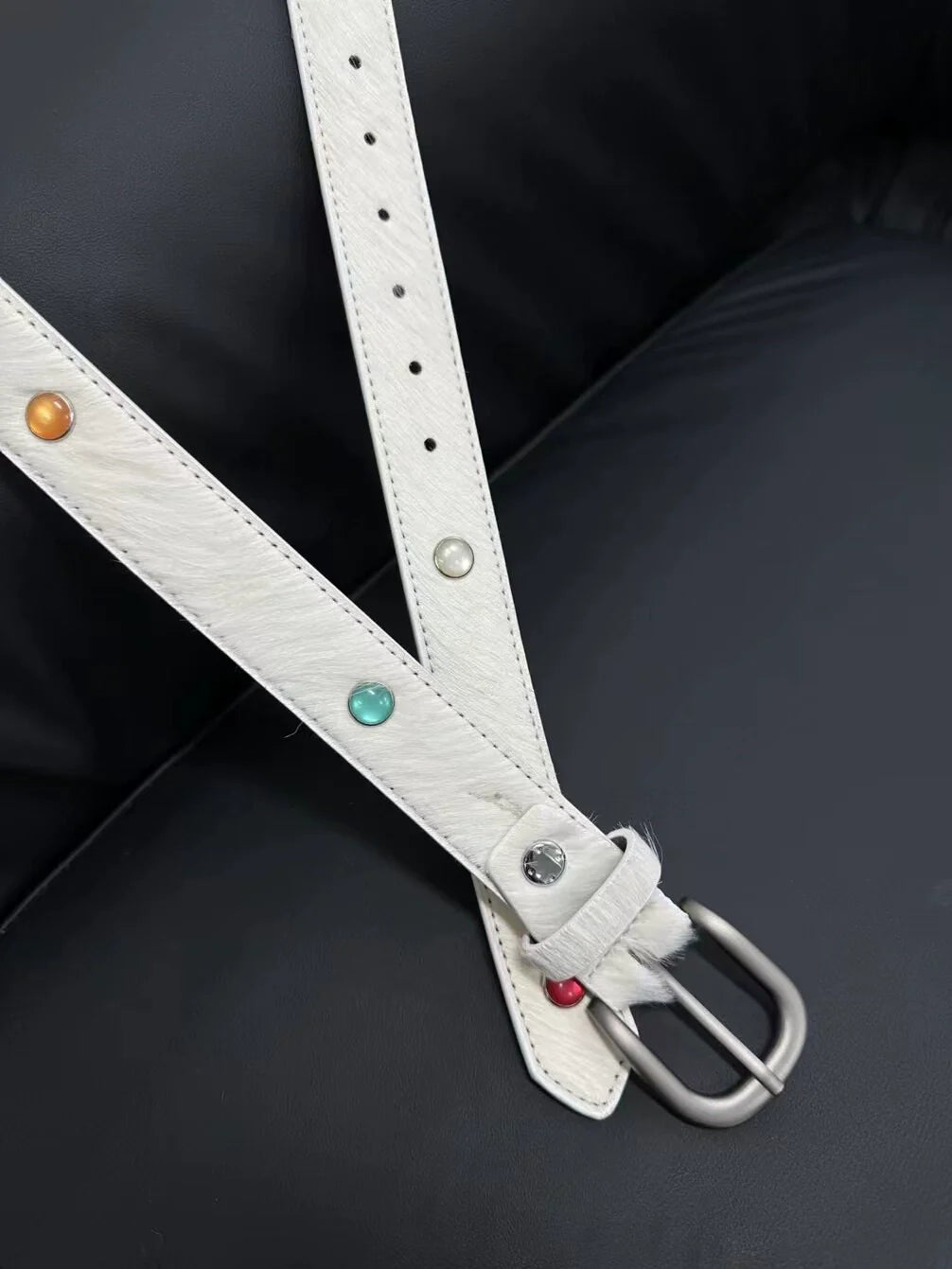 NOT UGLY Leather Hot Silver Made Old Buckle Belt