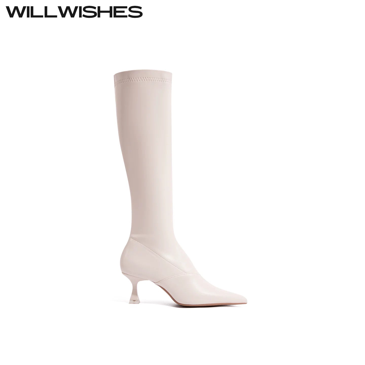 WILLWISHES Wang Ding Pointed Toe High Heel Slim Knight Boots