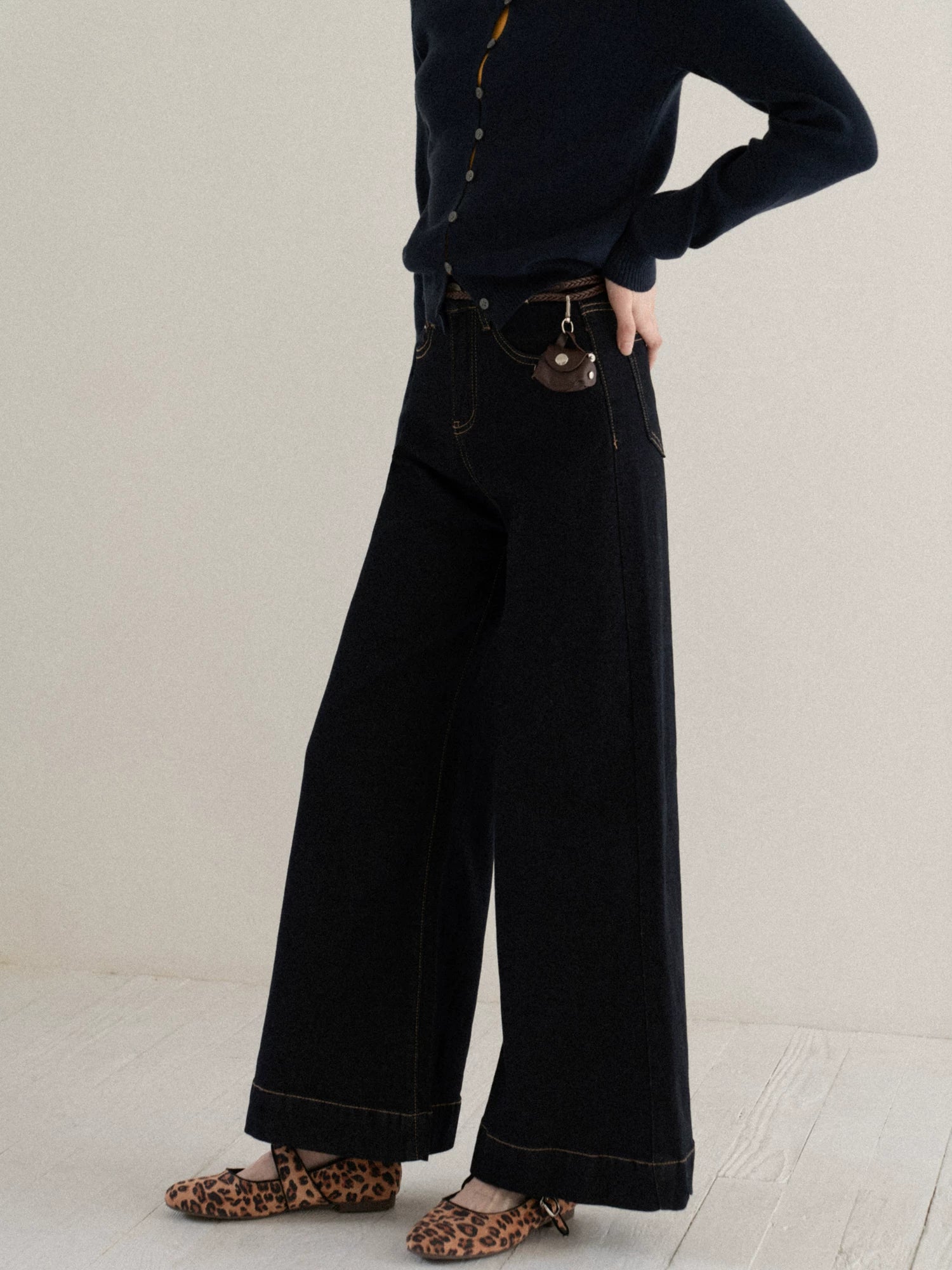 cantonstory Retro Drapey Wide Leg Jeans