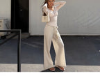 Audwyn Striped Casual Loose Straight Wide Leg Pants