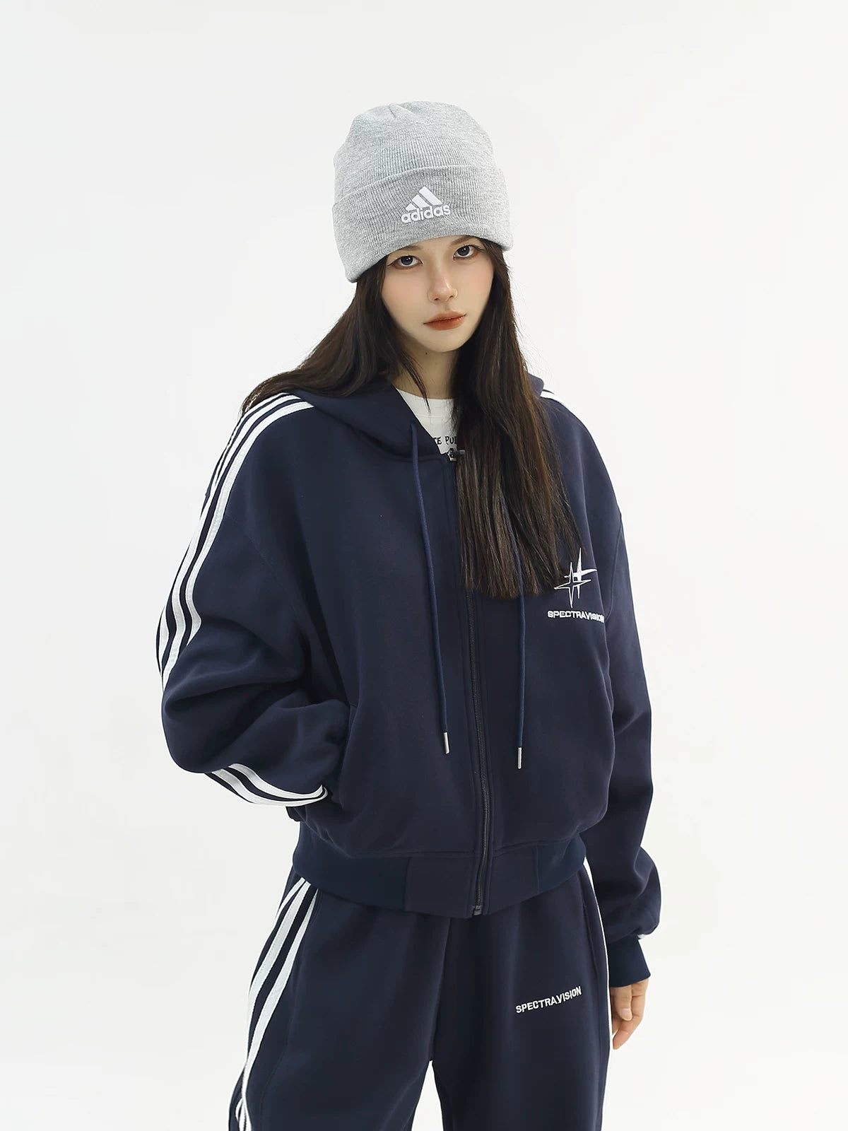 KKBBU Three Stripe Lazy Jacket Sweatshirt Set