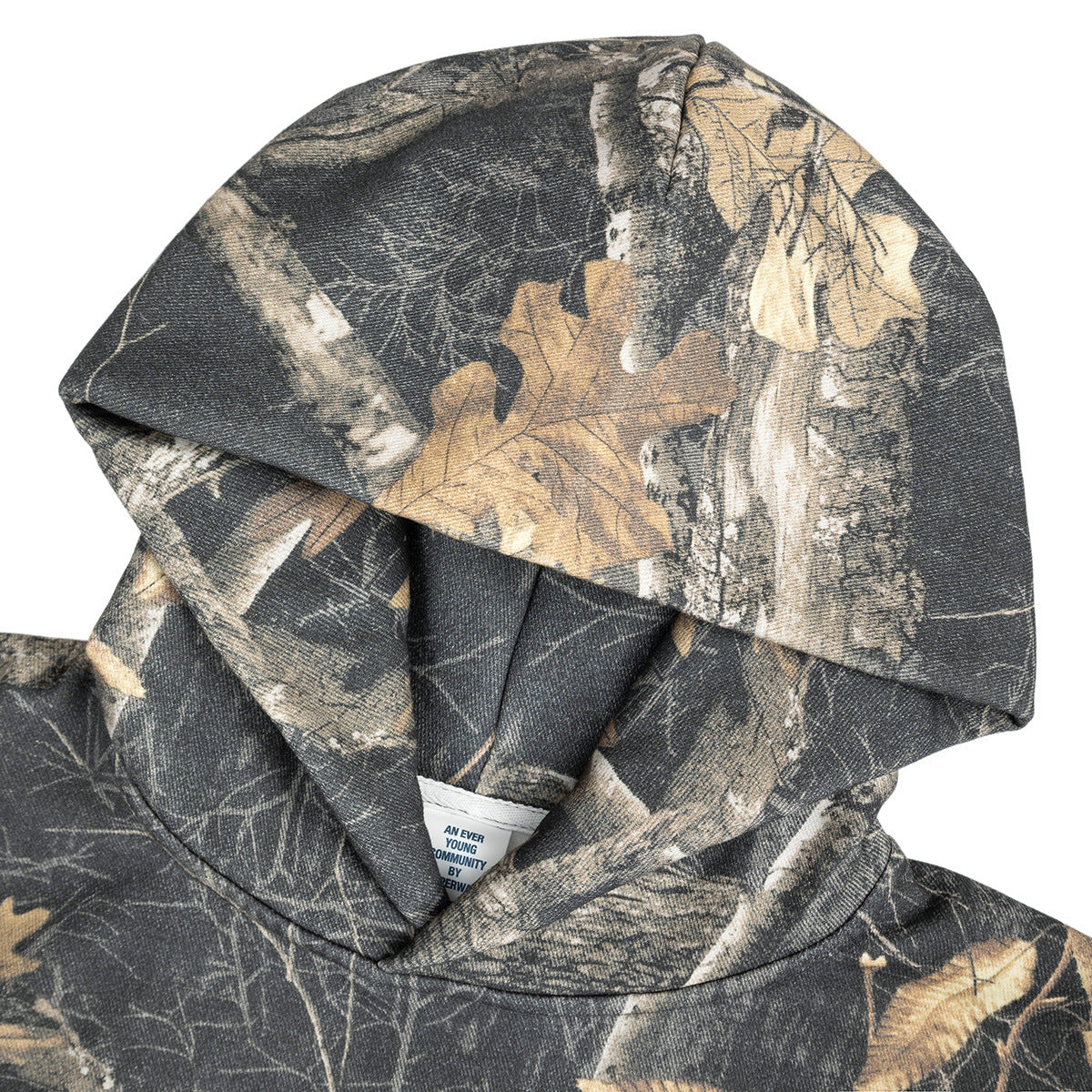 SUPER WAY Fleece Full-print Branch Camouflage Hooded Sweater
