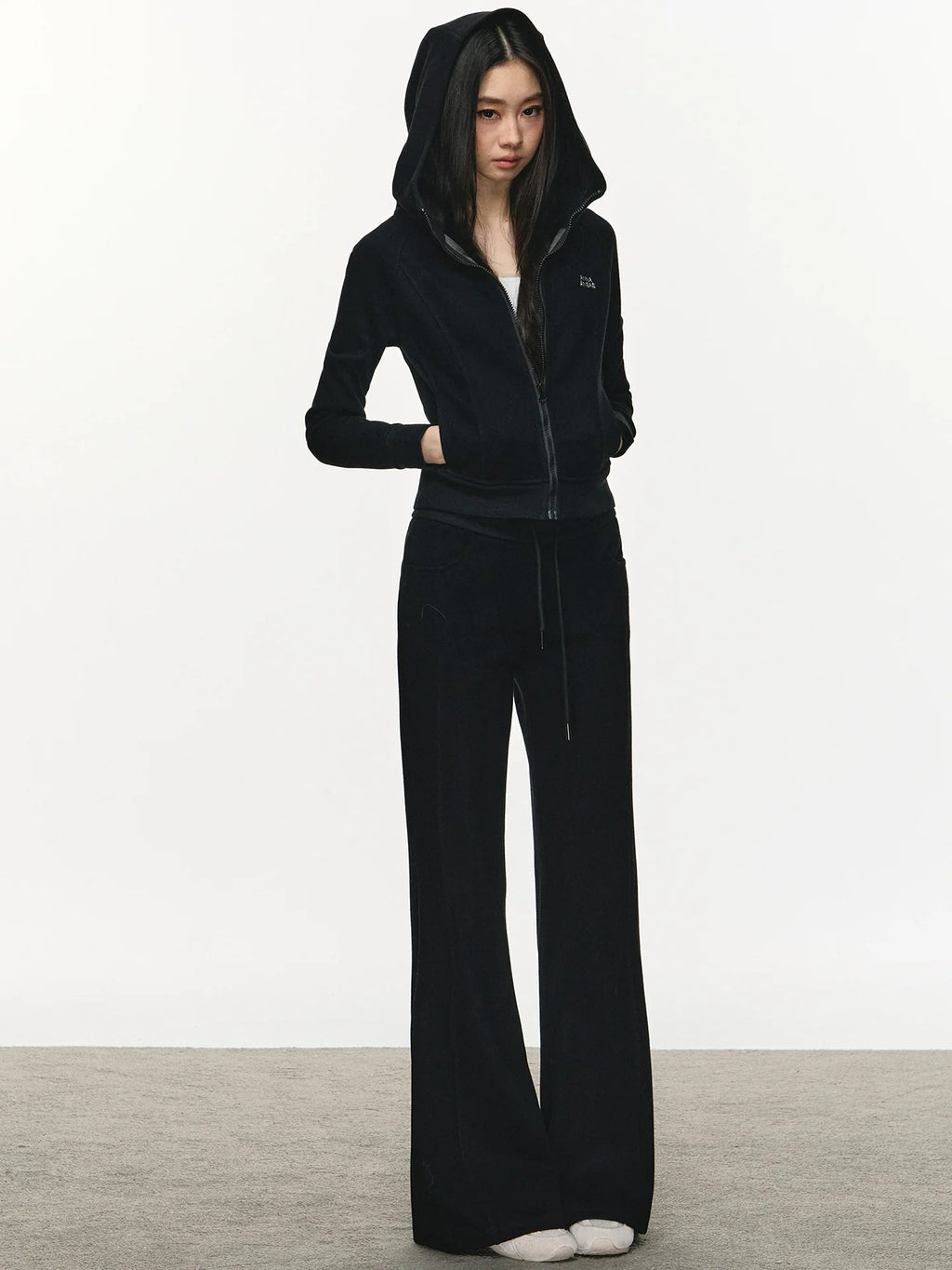 Anna Aneae Hooded Short Sweater Sports Two-piece Set