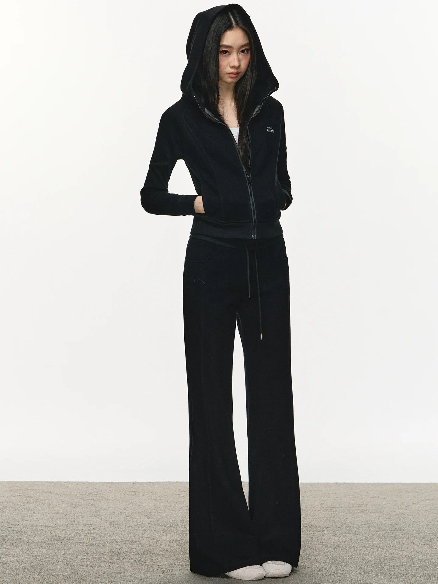 Anna Aneae Hooded Short Sweater Sports Two-piece Set