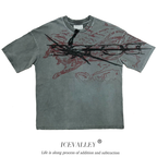 MELANIN Washed Gray Gothic Loose Short Sleeve T Shirt