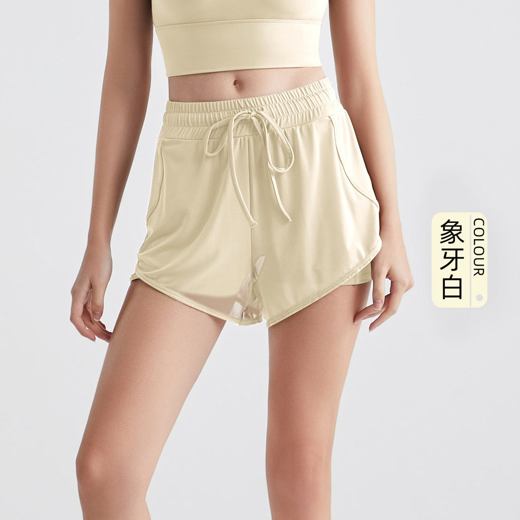 Athena Lulu Mesh Fake Two-Piece Yoga Shorts