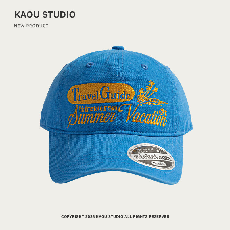 KAOU Guidedc Coconut Tree Blue Color-block Letter Cap
