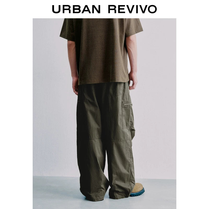 Urban Revivo Men's Workwear Knot Button Wide Leg Pants