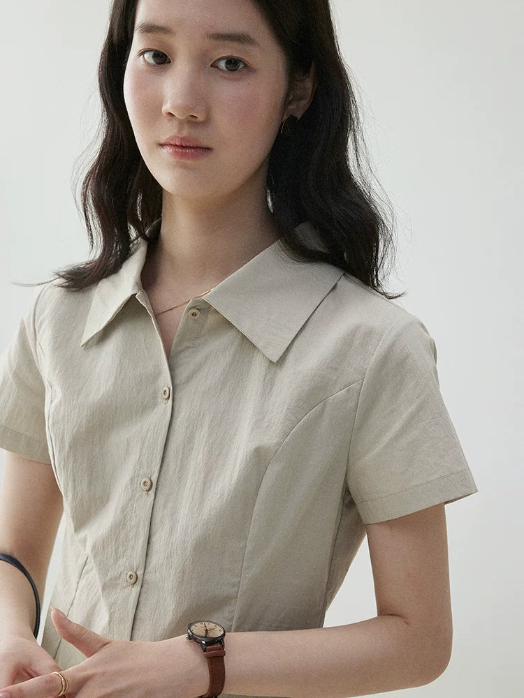 VOOE POLO Neck Slim-fit Short Pleated Dress