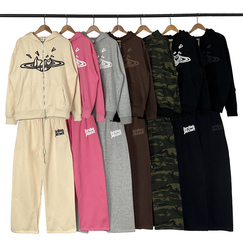 Broken Planet velvet hoodie & pants set