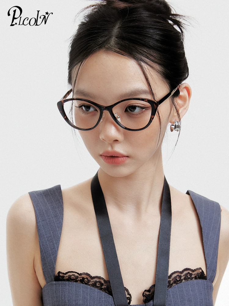 PLCOIN Cat-Eye Tortoise Shell TR Large Frame Adjustable Nose Glasses