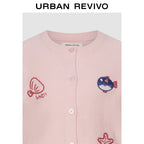 Urban Revivo Girls Embroidered Knit Cardigan