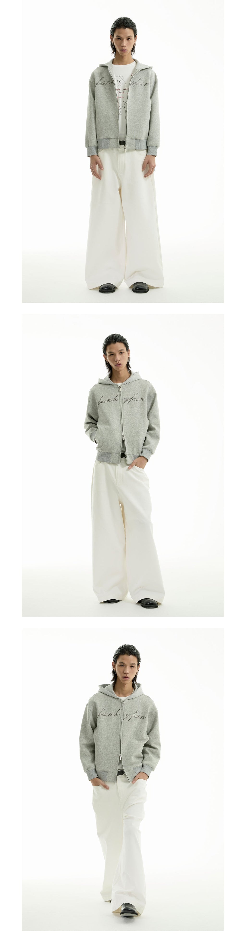 FUNKYFUN 2024AW LOGO Hot Diamond Cardigan Hooded Space Cotton Sweater Jacket