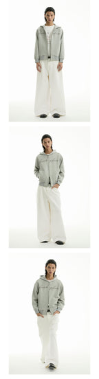 FUNKYFUN 2024AW LOGO Hot Diamond Cardigan Hooded Space Cotton Sweater Jacket