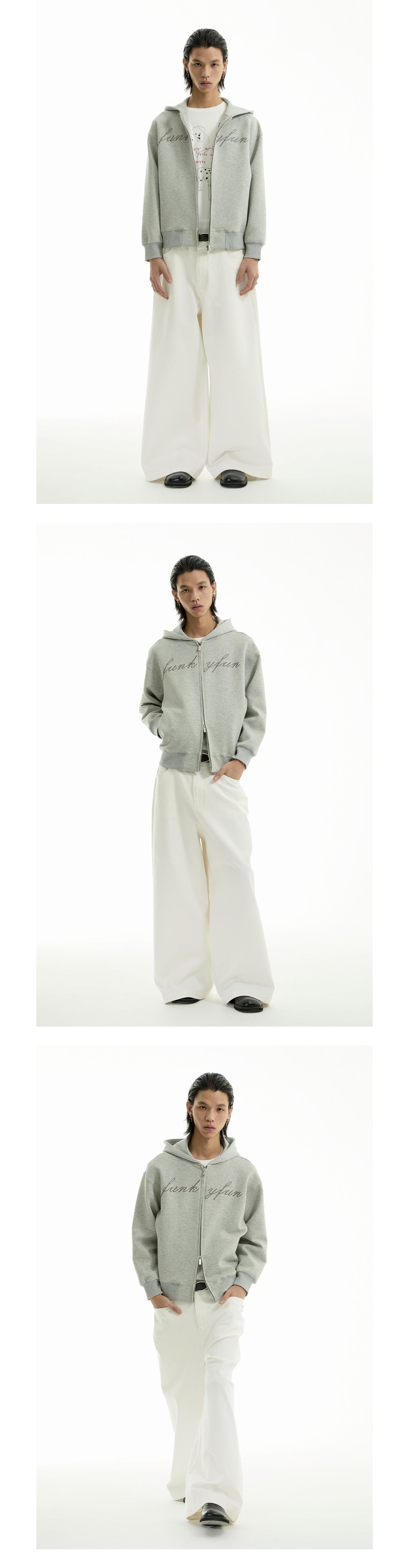 FUNKYFUN 2024AW LOGO Hot Diamond Cardigan Hooded Space Cotton Sweater Jacket