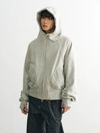 Azure lisseur Three-dimensional Shoulder Hooded Zip Sweater