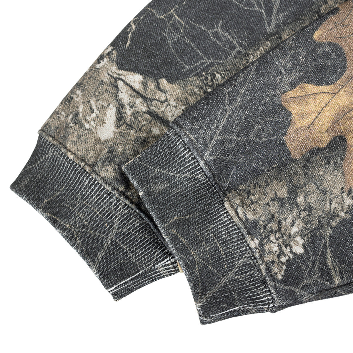 SUPER WAY Fleece Full-print Branch Camouflage Hooded Sweater