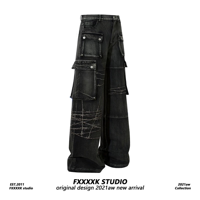 FXK Original Heavy Embroidered Multi Pocket Overalls