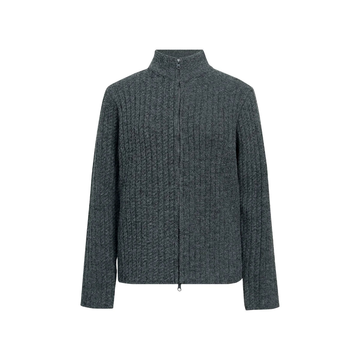 FUNKYFUN Twist Double Pit Strip Zipper Knitted Sweater Jacket