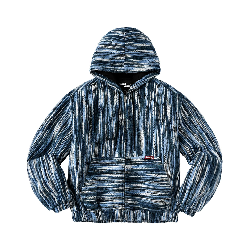 WHOOSIS Woven Fabric Rope Embroidery Hooded Jacket