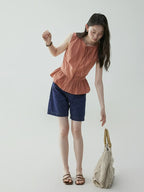 VOOE Strap-on Pleated Sleeveless Doll Shirt